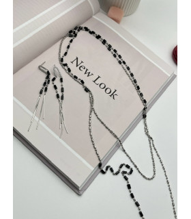 Серьги длинные с цирконами в белом золоте