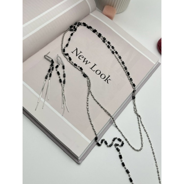 Серьги длинные с цирконами в белом золоте Meduza Crystal