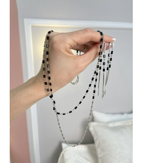 Серьги длинные с цирконами в белом золоте