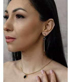 Серьги асимметрия длинные  в золоте