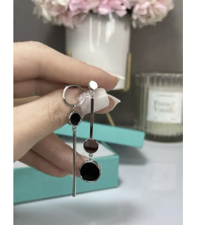 Серьги асимметрия длинные  в серебре 