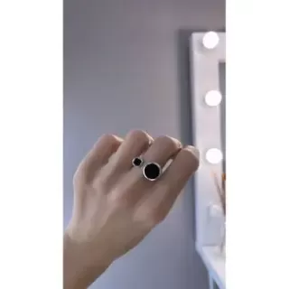 Кольцо безразмерное двойной круг в белом золоте