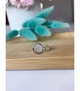 Кольцо безразмерное двойной круг с перламутром