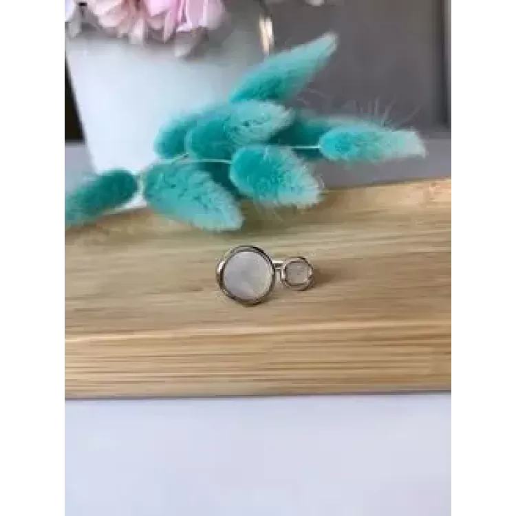 Кольцо безразмерное двойной круг с перламутром Meduza Crystal