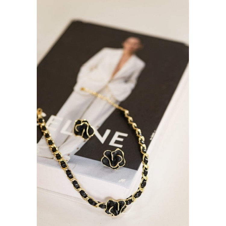 Серьги Цветок в золоте Meduza Crystal