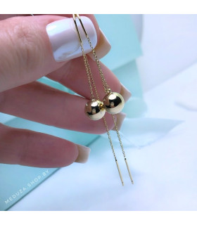 Серьги протяжки золотистые с шариком