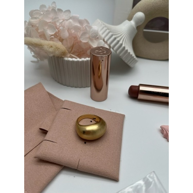 Кольцо Объемное матовое в золоте Meduza Crystal