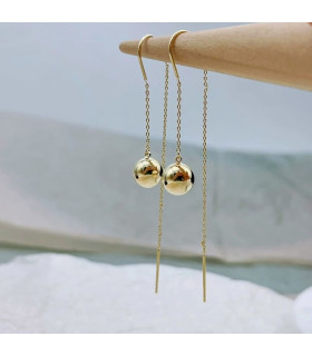 Серьги протяжки золотистые с шариком