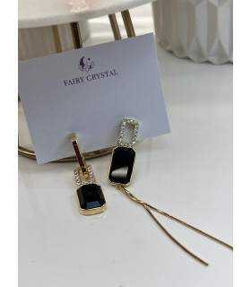 Серьги асимметрия с цирконами в золоте