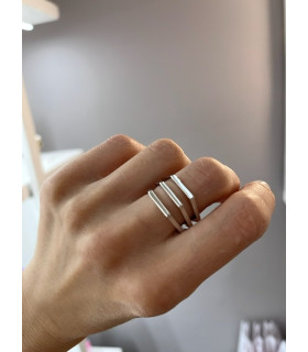 Кольцо Шестигранник безразмерное серебристое