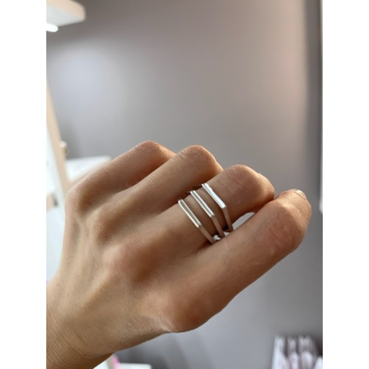 Кольцо Шестигранник безразмерное серебристое Meduza Crystal