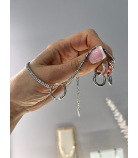 Чокер Кольцо с цирконами в серебре