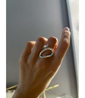 Кольцо безразмерное Овал серебро 