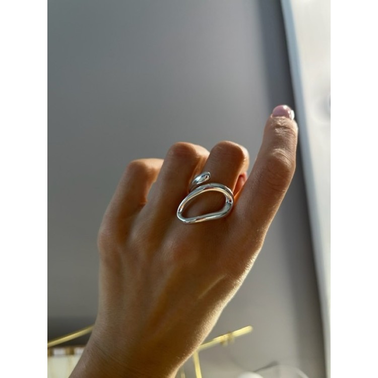 Кольцо безразмерное Овал серебро Meduza Crystal