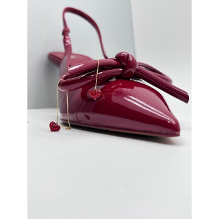 Серьги протяжки сердечко маленькое в золоте с красными цирконами