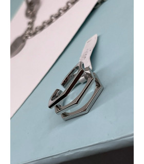 Кольцо Шестигранник безразмерное серебристое