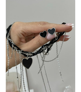 Чокер многоярусный с черным сердцем