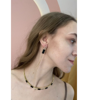 Серьги асимметрия с цирконами в золоте