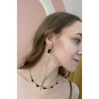 Серьги асимметрия с цирконами в золоте