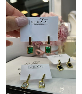 Серьги с  зелёным цирконом в золоте