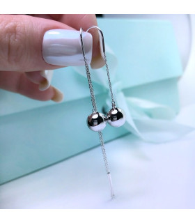 Серьги протяжки серебристые с шариком