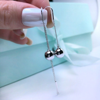 Серьги протяжки серебристые с шариком