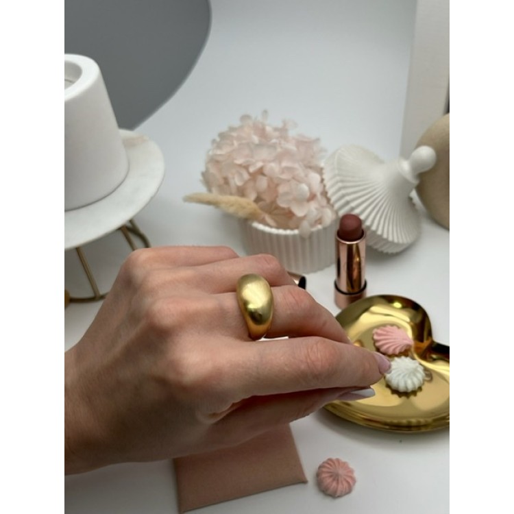 Кольцо Объемное матовое в золоте Meduza Crystal