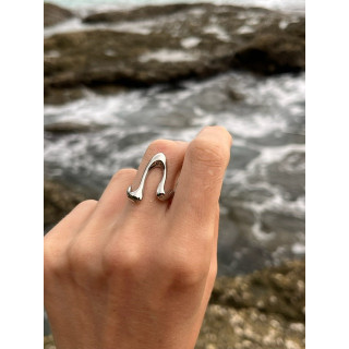 Кольцо безразмерное Волна серебро 