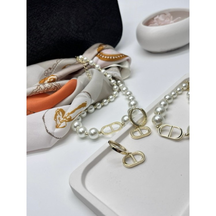 Колье Диор с жемчугом Майорка в золоте Meduza Crystal