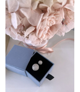 Кольцо Шар в белом золоте с россыпью цирконов