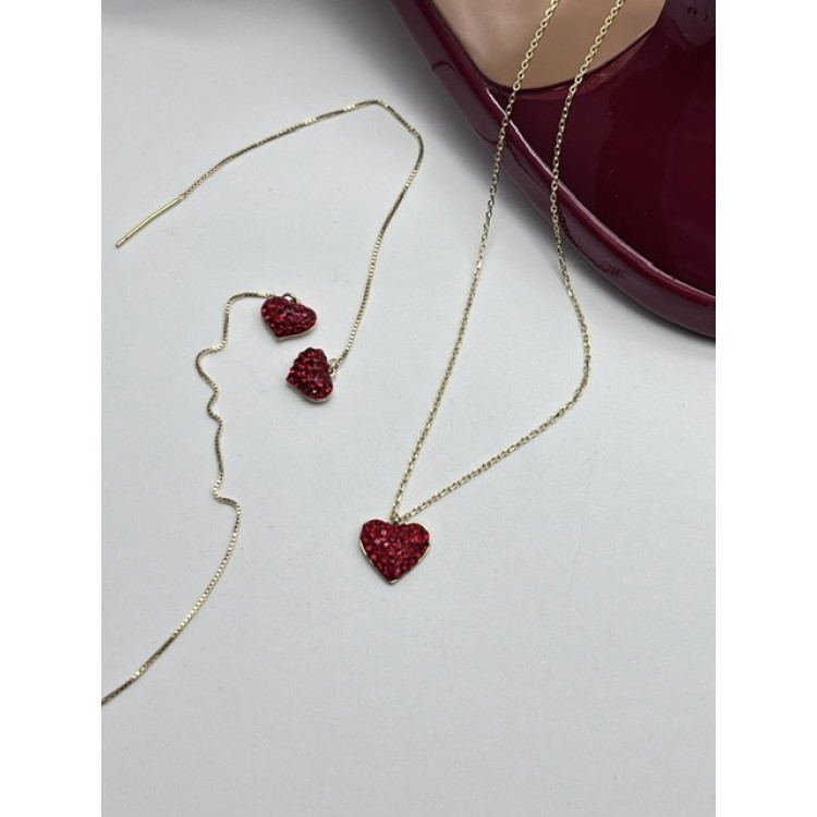 Подвеска Сердечко маленькое в золоте с красными цирконами Meduza Crystal