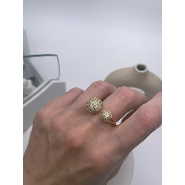 Кольцо Шар в золоте с россыпью цирконов Meduza Crystal
