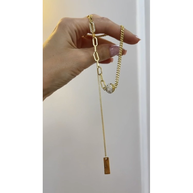 Подвеска цепь магнитный шар в золоте с россыпью цирконов Meduza Crystal