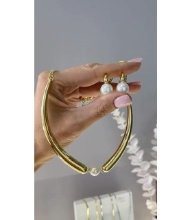 Чокер акцентный с жемчугом Майорка в золоте