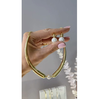 Чокер акцентный с жемчугом Майорка в золоте