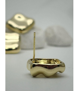 Серьги ребристый  квадрат в золоте