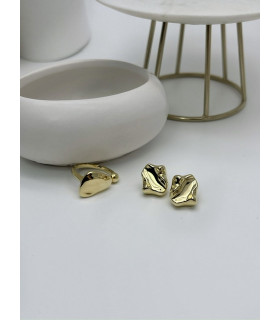 Серьги мятый квадрат в золоте