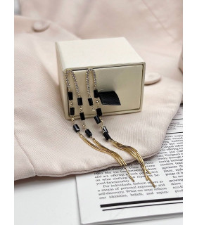 Серьги длинные с цирконами в золоте