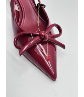 Подвеска Сердечко маленькое в золоте с красными цирконами