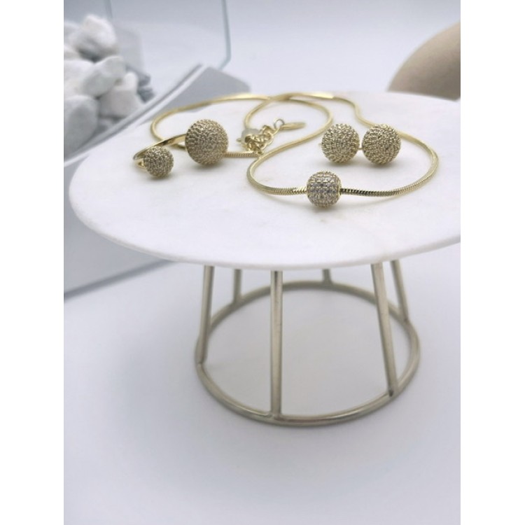 Кольцо Шар в золоте с россыпью цирконов Meduza Crystal