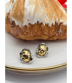 Серьги мятый овал в золоте