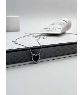 Подвеска Черное сердце в серебре