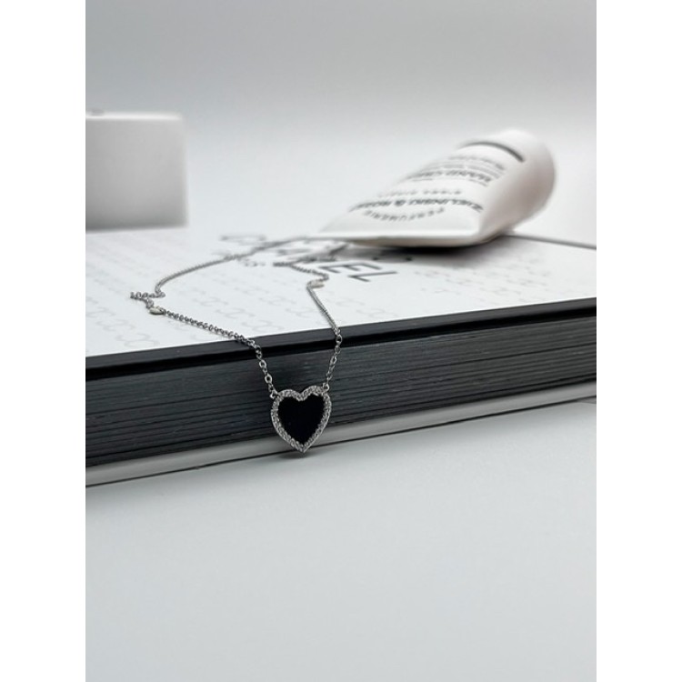Подвеска Черное сердце в серебре Meduza Crystal