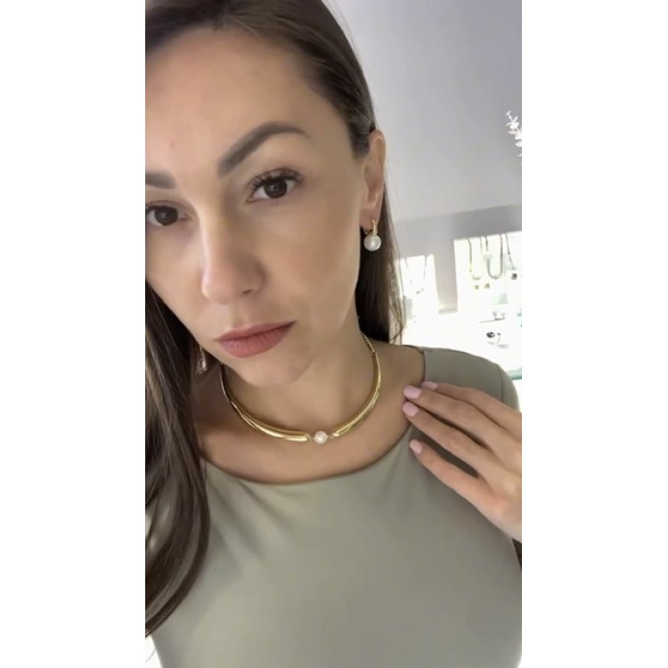 Чокер акцентный с жемчугом Майорка в золоте Meduza Crystal