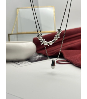 Подвеска двойная с жемчугом Майорка капля