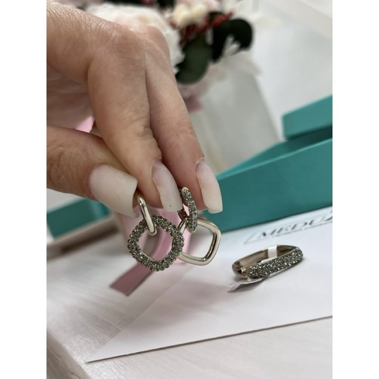 Серьги бронзовые «Рабо» с цирконом Meduza Crystal