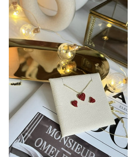 Подвеска Сердечко маленькое в золоте с красными цирконами