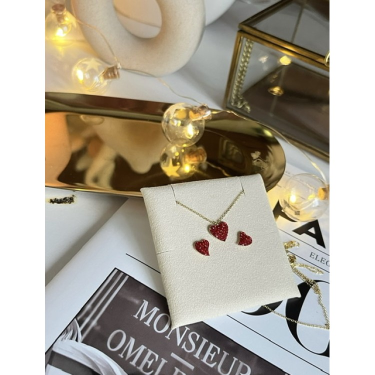 Подвеска Сердечко маленькое в золоте с красными цирконами Meduza Crystal