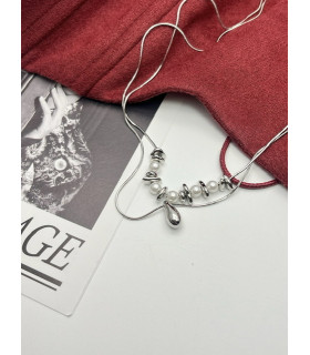 Подвеска двойная с жемчугом Майорка капля