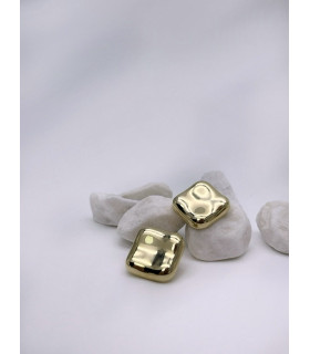 Серьги ребристый  квадрат в золоте